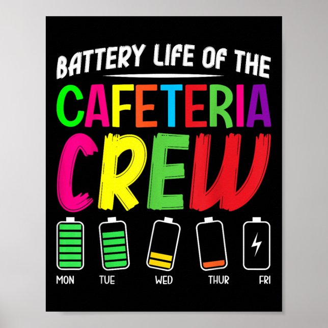 Battery Life Of The Cafeteria Crew - Funny School  Poster (Front)