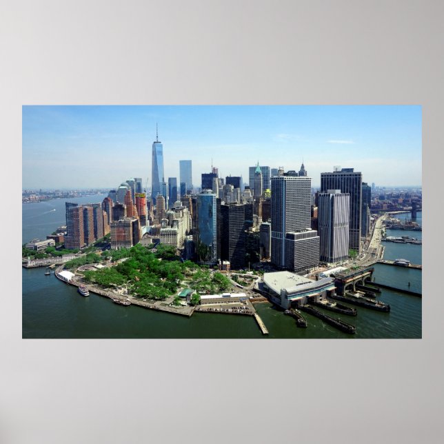 BATTERY PARK and SOUTH MANHATTAN SKYLINE Poster (Front)