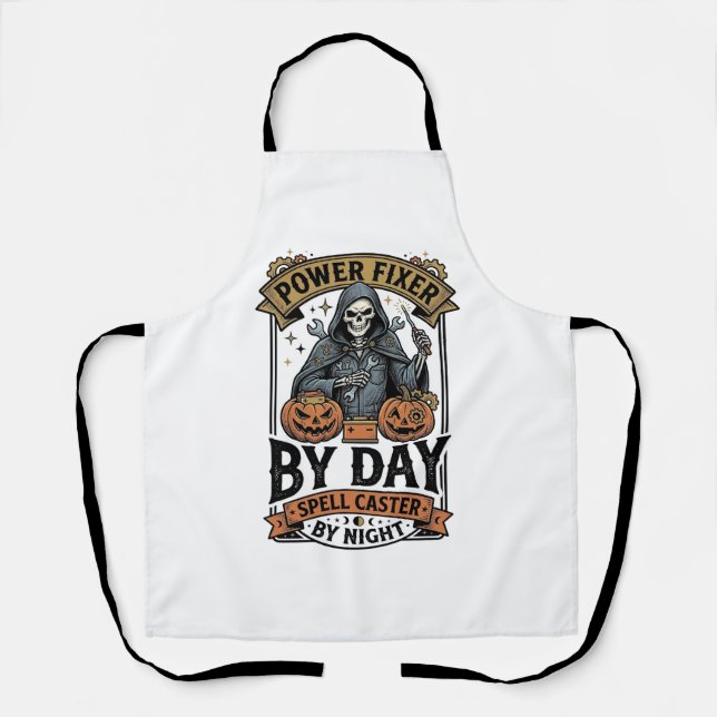 Battery Repair Witch Funny Halloween Technician Sh Apron (Front)