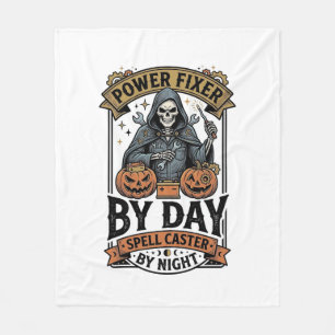 Battery Repair Witch Funny Halloween Technician Sh Fleece Blanket