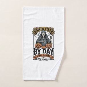 Battery Repair Witch Funny Halloween Technician Sh Hand Towel