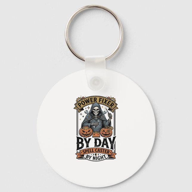 Battery Repair Witch Funny Halloween Technician Sh Key Ring (Front)