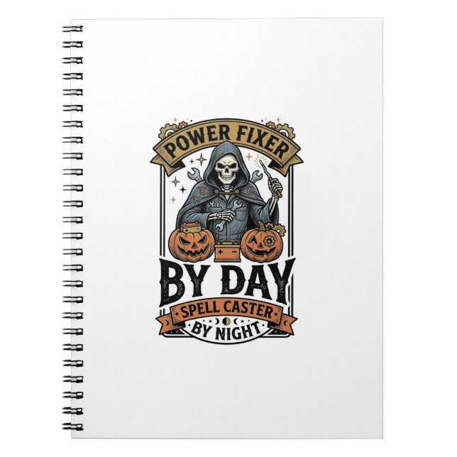 Battery Repair Witch Funny Halloween Technician Sh Notebook (Front)