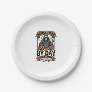 Battery Repair Witch Funny Halloween Technician Sh Paper Plate