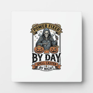 Battery Repair Witch Funny Halloween Technician Sh Plaque