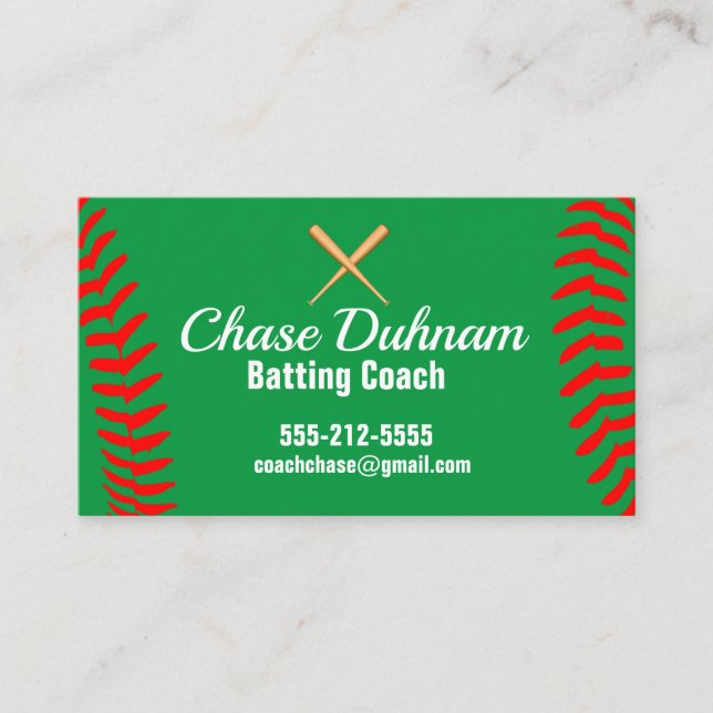 Batting Coach Baseball Softball Business Card (Front)