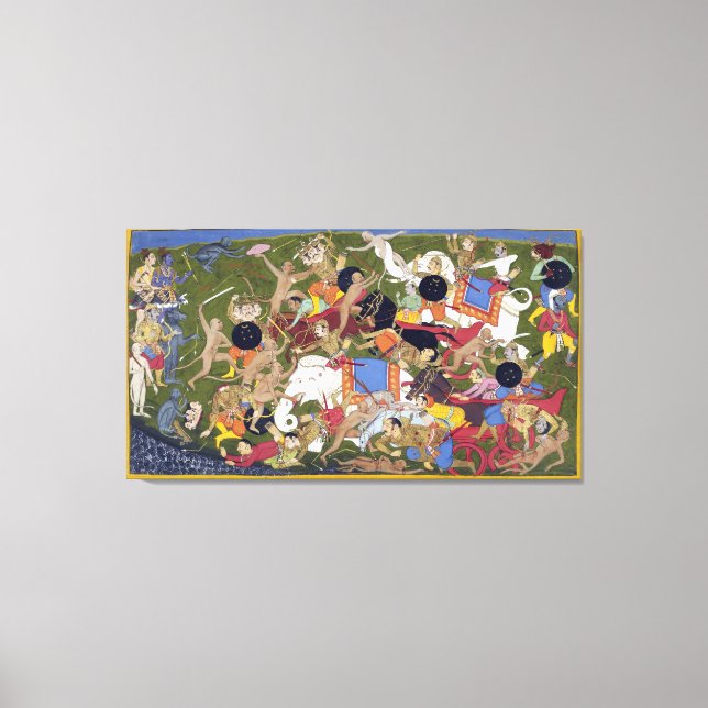 Battle at Lanka Ramayana Udaipur India Sahibdin  Canvas Print (Front)
