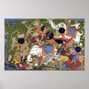 Battle at Lanka Ramayana Udaipur India Sahibdin Poster