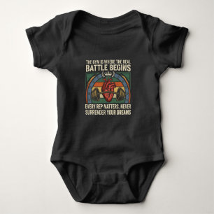Battle Begins Gym Motivation Vintage Fitness Desig Baby Bodysuit