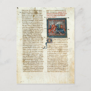 Battle between knights, from 'Roman d'Artus' Postcard