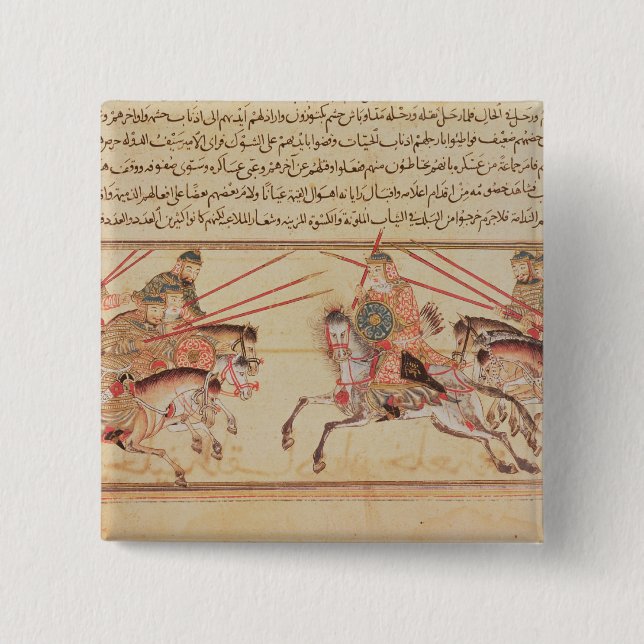 Battle between Mongol tribes, 13th century 15 Cm Square Badge (Front)