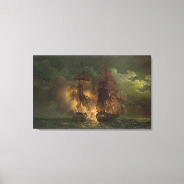 Battle Between the French Frigate 'Arethuse' Canvas Print (Front)