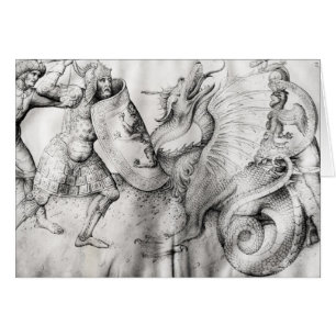 Battle between warriors and a dragon, c.1450