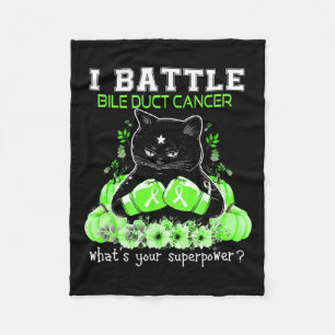 Battle Bile Duct Cancer Awareness Fun Cat  Fleece Blanket