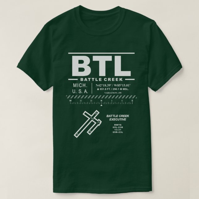 Battle Creek Executive Airport BTL T-Shirt (Design Front)