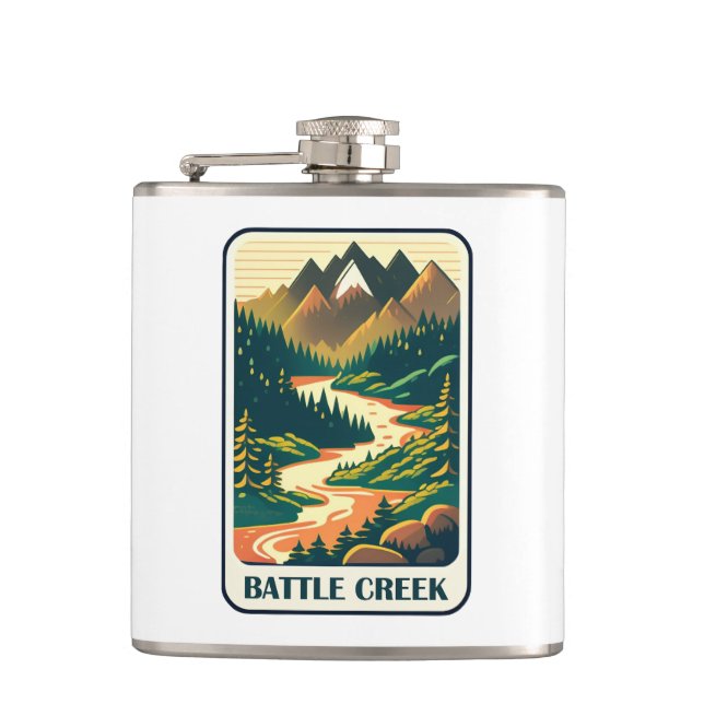 Battle Creek Idaho Colours Hip Flask (Front)