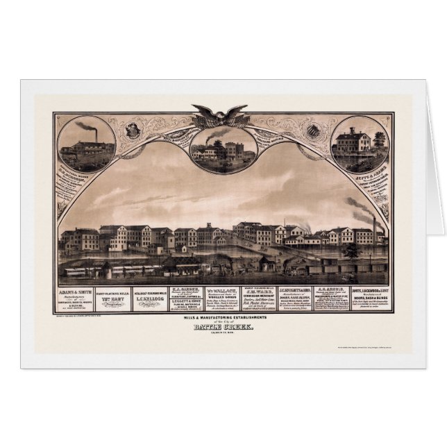 Battle Creek, MI Panoramic Map - 1869 (Front Horizontal)