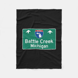 Battle Creek Michigan Interstate Highway Vacation Fleece Blanket