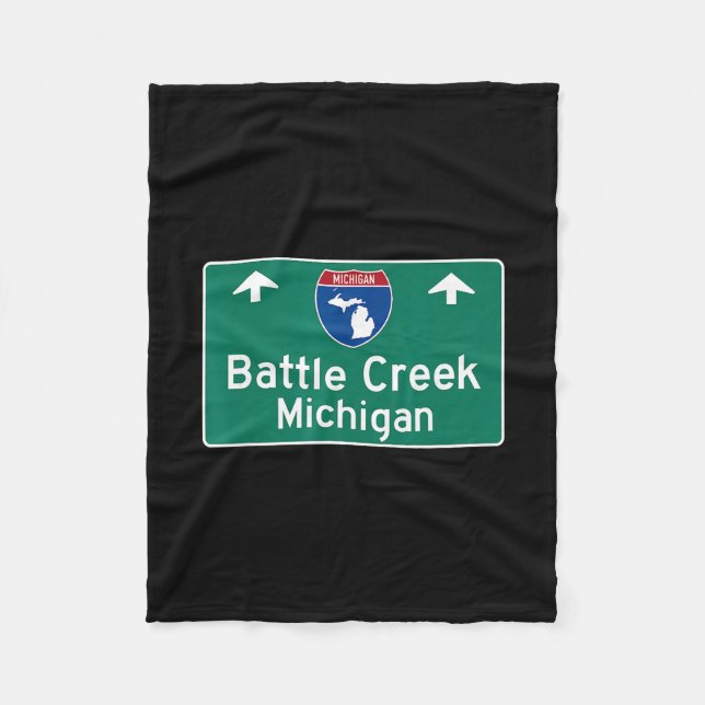 Battle Creek Michigan Interstate Highway Vacation  Fleece Blanket (Front)