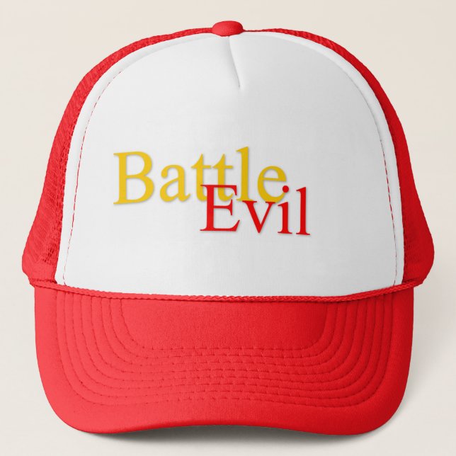Battle Evil Logo Red/White Trucker Hat (Front)