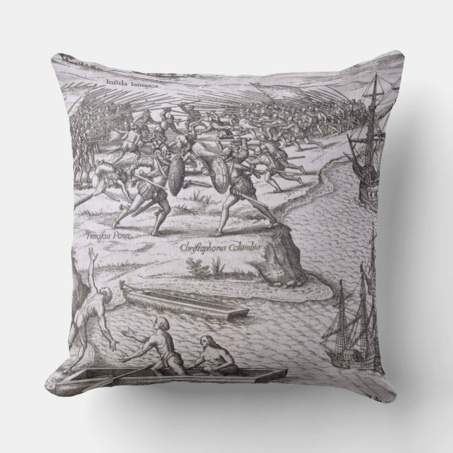 Battle in Jamaica between Christopher Columbus (14 Cushion (Front)