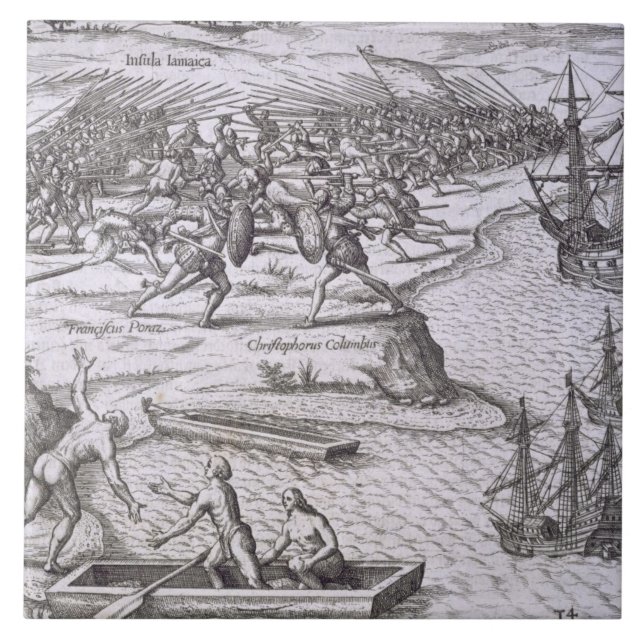 Battle in Jamaica between Christopher Columbus (14 Tile (Front)