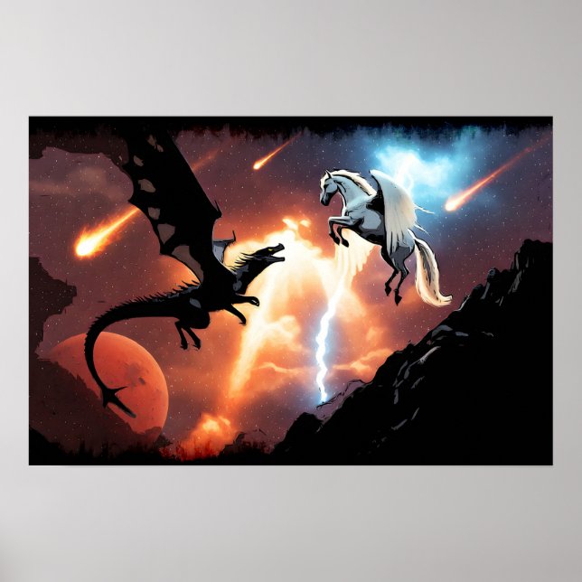 Battle In Outer Space - Dragon and Pegasus Poster (Front)