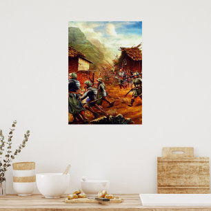 Battle in Village Digital Art Poster #02