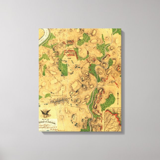 Battle of Antietam - Civil War Panoramic Map 3 Canvas Print (Front)
