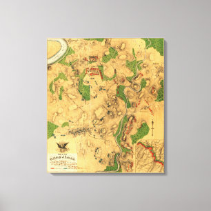 Battle of Antietam - Civil War Panoramic Map 3 Canvas Print