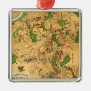 Battle of Antietam - Civil War Panoramic Map 3 Metal Tree Decoration