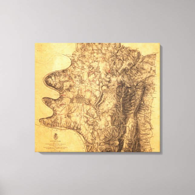 Battle of Antietam - Civil War Panoramic Map 6 Canvas Print (Front)