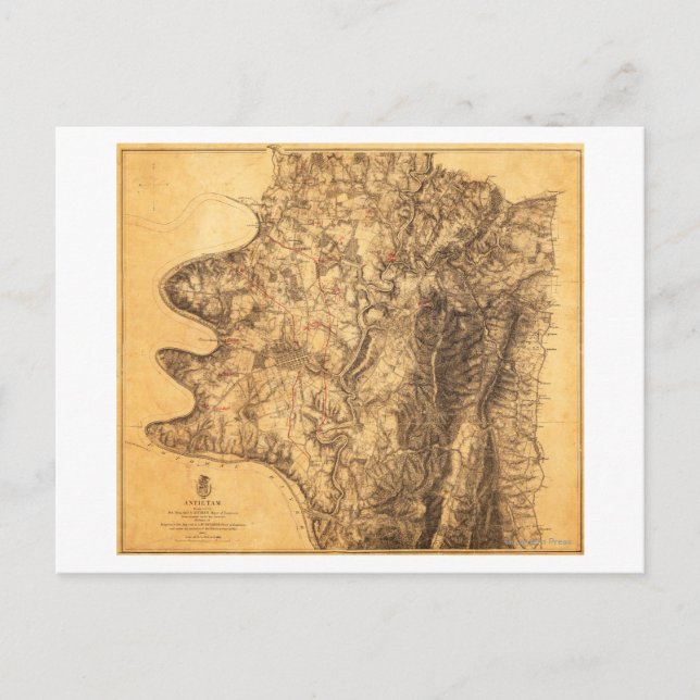 Battle of Antietam - Civil War Panoramic Map 6 Postcard (Front)