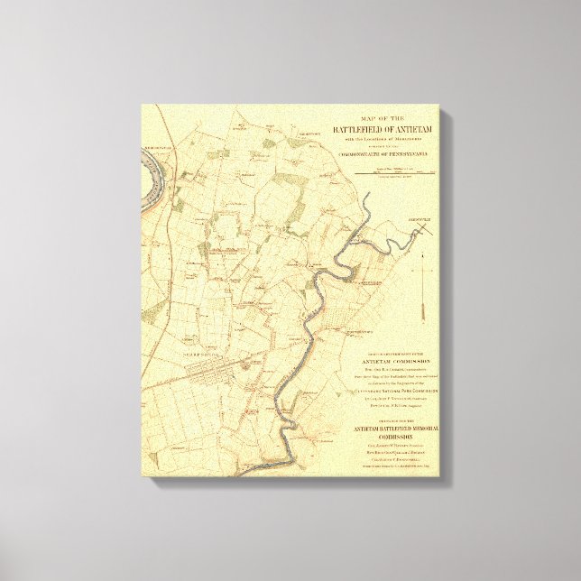 Battle of Antietam - Civil War Panoramic Map Canvas Print (Front)