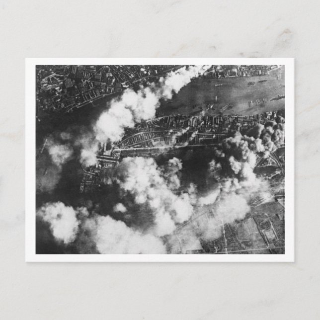Battle of Britain & The Blitz: #19 Docks on Fire Postcard (Front)