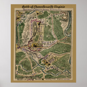 Battle of Chancellorsville Virginia - Map Poster