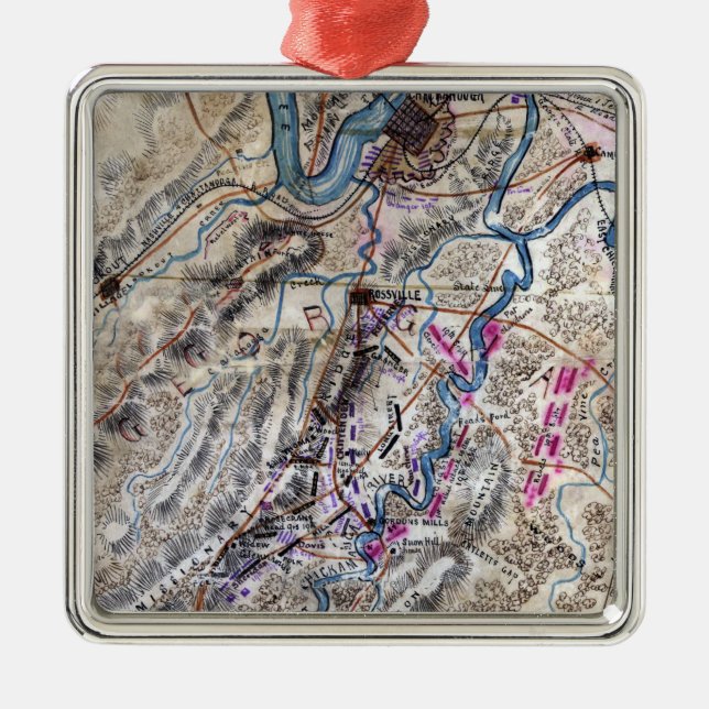 Battle of Chickamauga - Civil War Panoramic Map Metal Tree Decoration (Front)