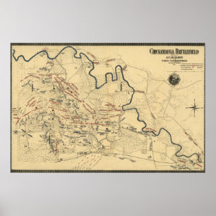 Battle of Chickamauga - Civil War Panoramic Map Poster