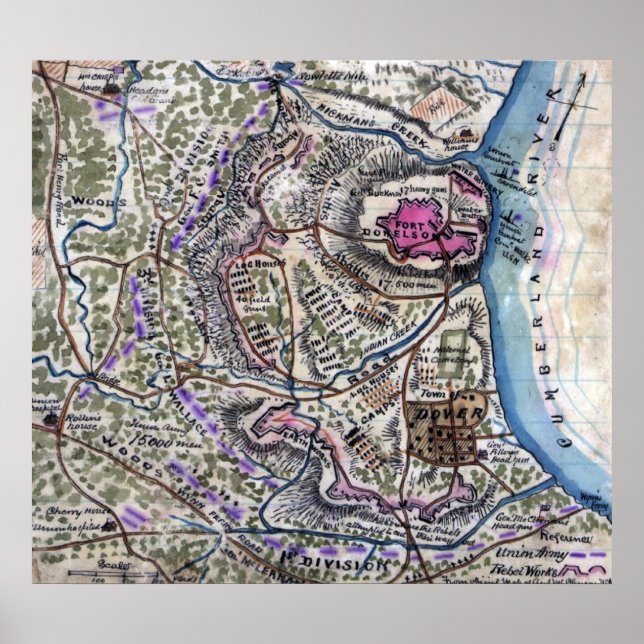 Battle of Fort Donelson - Civil War Panoramic Poster (Front)