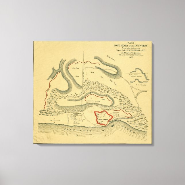 Battle of Fort Henry - Civil War Panoramic Map Canvas Print (Front)
