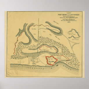 Battle of Fort Henry - Civil War Panoramic Map Poster