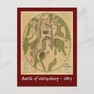 Battle of Gettysburg Map - 1863 Postcard