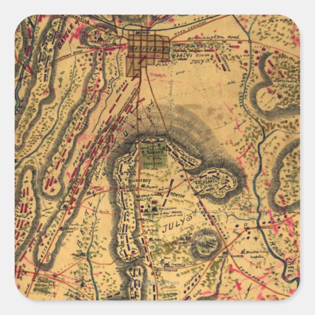 Battle of Gettysburg Square Sticker (Front)