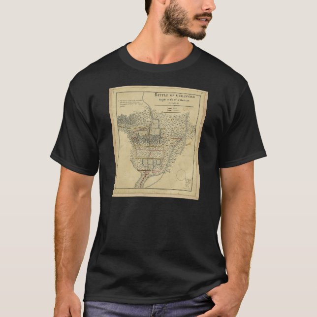 Battle of Guildford Map March 15 1781 T-Shirt (Front)