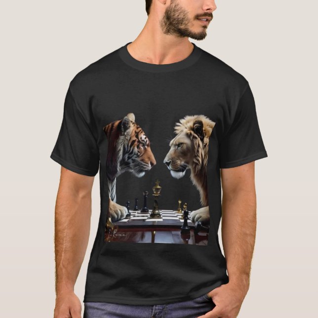 Battle of Kings: Tiger vs Lion Chess Duel" T-Shirt (Front)