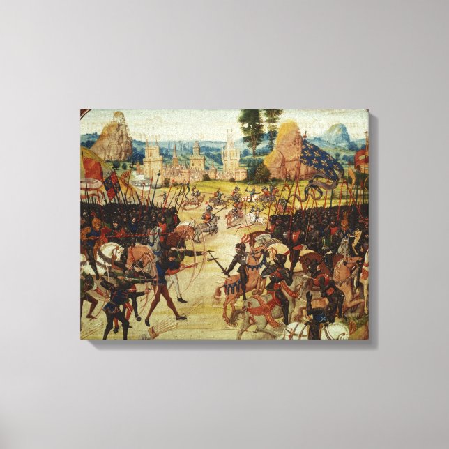 Battle of Poitiers, from Froissart's Chronicle Canvas Print (Front)