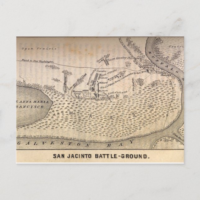 Battle of San Jacinto Map Postcard (Front)