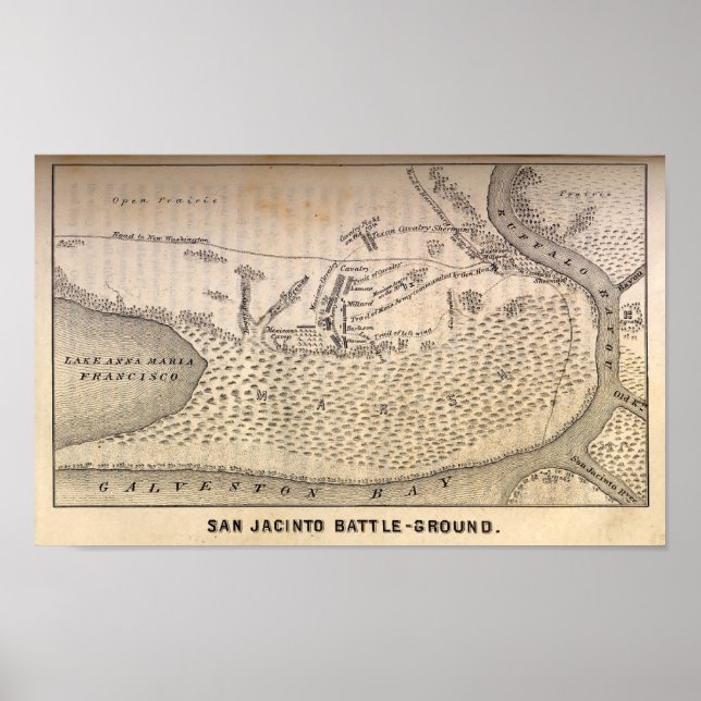 Battle of San Jacinto Map Poster (Front)