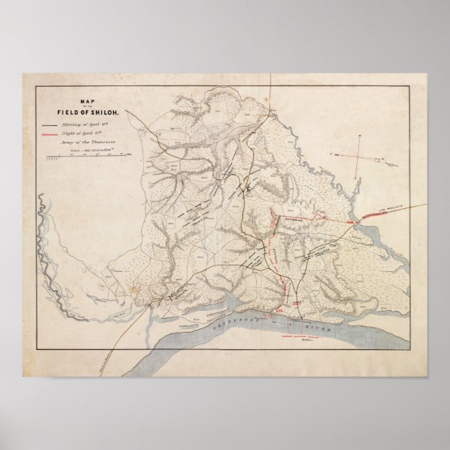Battle of Shiloh - Civil War Panoramic Map 4 Poster (Front)