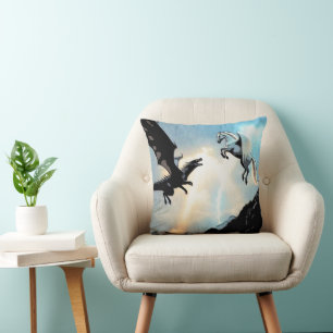 Battle Of The Dragon and Pegasus Cushion